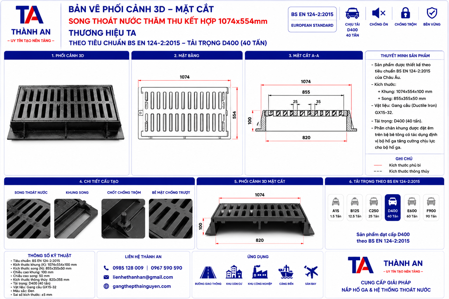 Song thoát nước gang cầu thăm thu