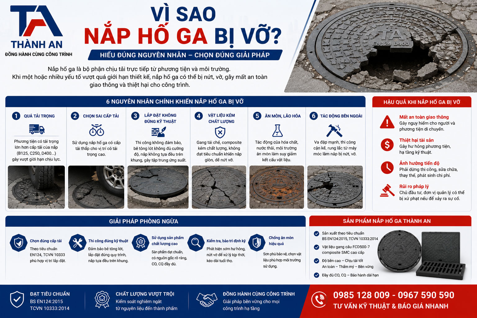 Vì Sao Nắp Hố Ga Bị Vỡ? 10 Nguyên Nhân Phổ Biến Và Cách Phòng Tránh